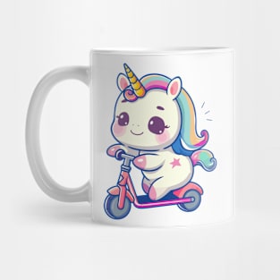 cute unicorn playing scooter Mug